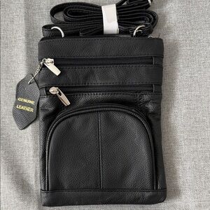 Genuine Leather Black Crossbody Bag